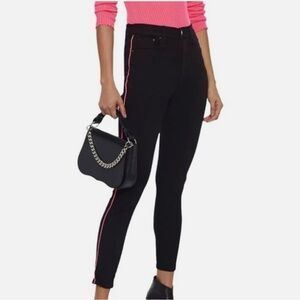 Alice + Olivia Black Skinny Jeans with Pink Stripe